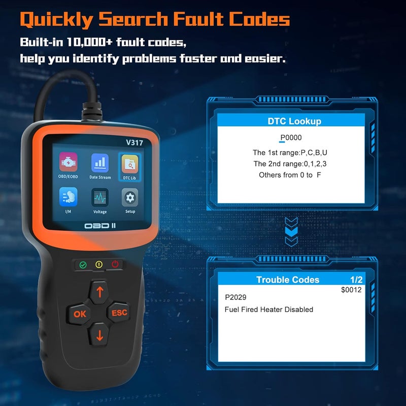 Zmoon OBD2 Scanner Diagnostic Tool, Vehicle Check Engine Code Readers with Reset & I/M Readiness & More, Car OBDII/EOBD Diagnostic Scan Tool for All Vehicles After 1996 - Image 4